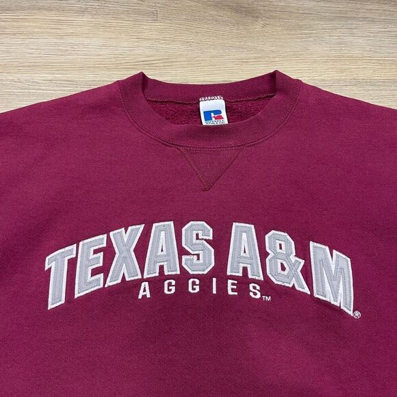 Vintage Sweatshirt Mens Extra Large Red Texas A&M Aggies Russell NCAA Football - Picture 2 of 13